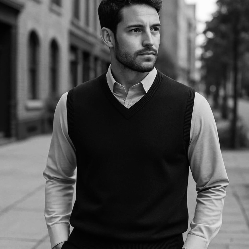 Brooks Brothers Super 140s Italian Merino Wool V-Neck Sweater Vest